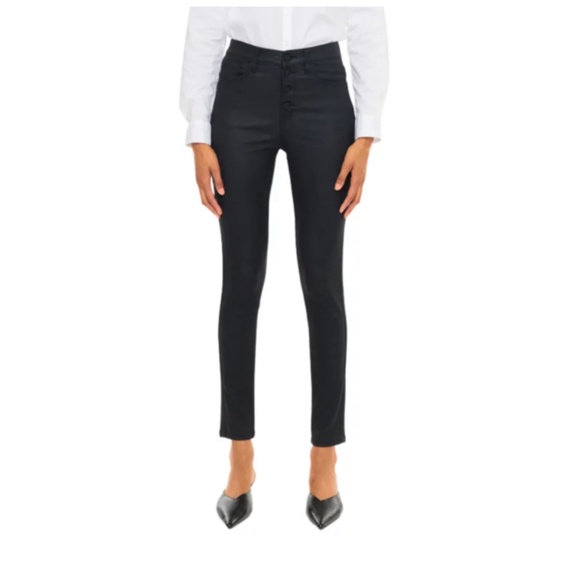 KanCan Pants - KanCan Black Faux Leather / Pleather Stretch High Rise Skinny Ankle Pants